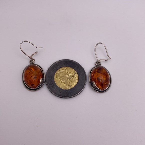 Sterling silver amber earrings - Picture 5 of 5